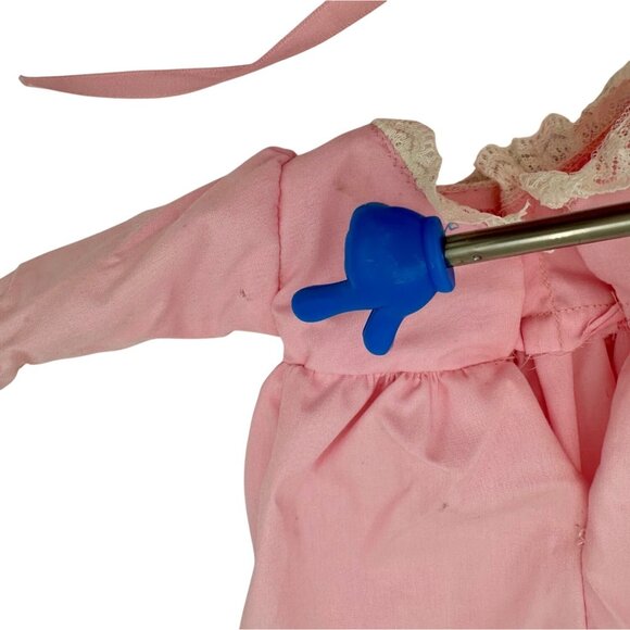 Doll Dress Clothing Pink Lace Trim Bonnet Slip Crochet Booties Homemade Set 16" - Picture 5 of 6